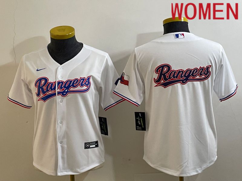 Women Texas Rangers Blank White Game Nike 2023 MLB Jersey style 4